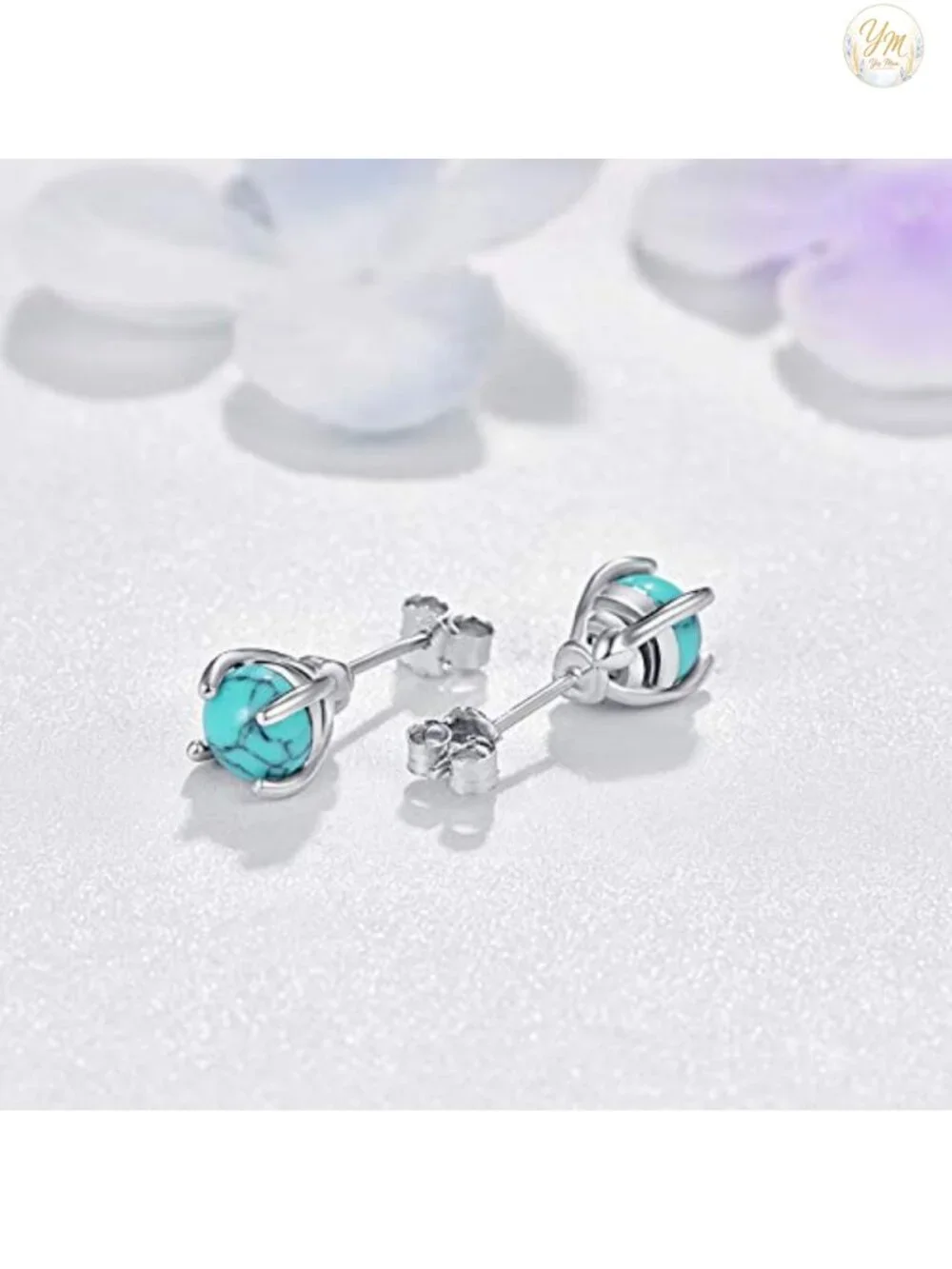 925 Sterling Silver Turquoise Stud Earrings Screw Back Tiny Round Earrings Gift